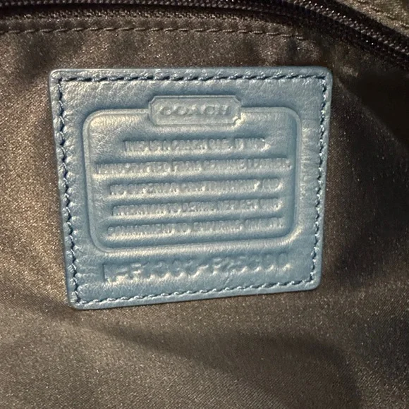 Coach Dark Teal Suede Shoulder Bag with Gold Hardware - Picture 4 of 16